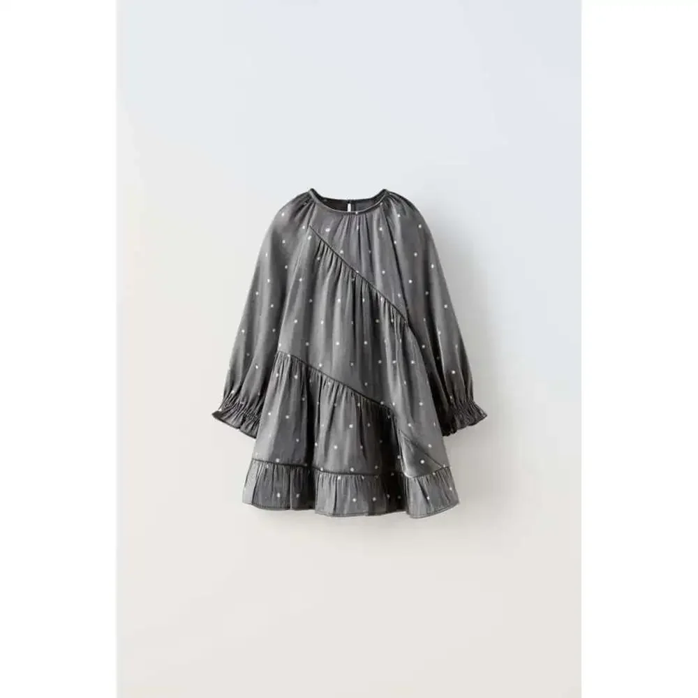 SHIMMERY TIERED POLKA DOT DRESS